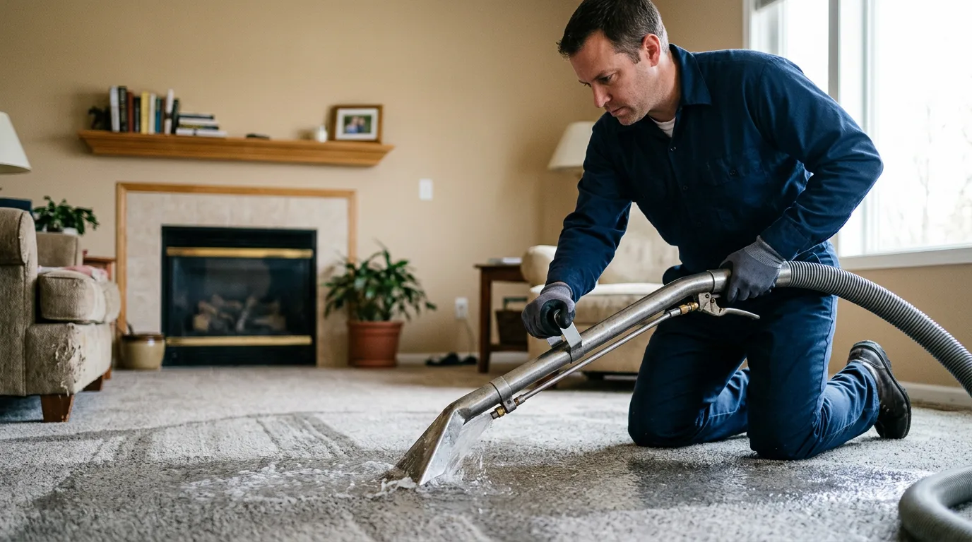 Water damage restoration technician working near Jamestown, KY